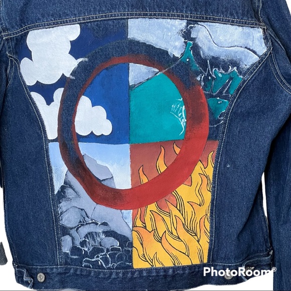 Painted Denim Jacket Size 12/14 - Picture 2 of 5